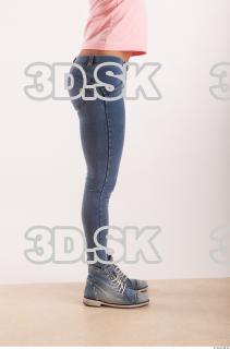 Knee flexing pose blue jeans of Oxana  0001